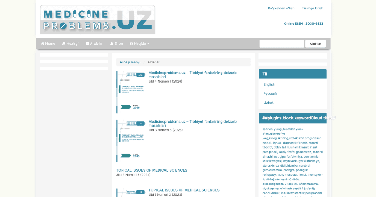 Tibbiyot fanlarining dolzarb masalalari (Medicineproblems.uz)